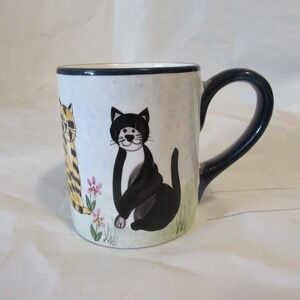 Creatively Yours mug cat and bees Karen DeAlwis  Hand Painted Cats ceramic